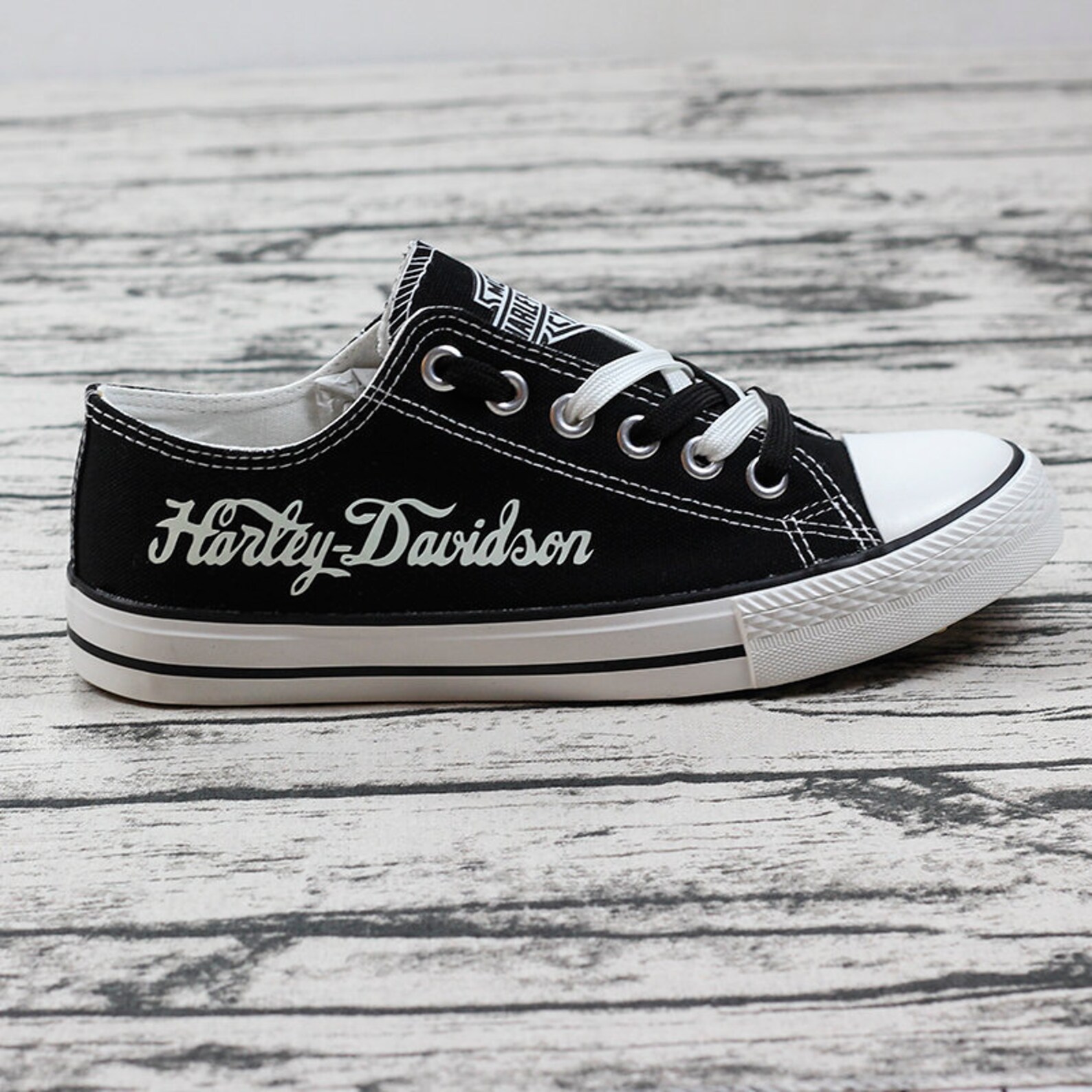 Harley Davidson Luminous Black Low Top Shoes Glow In The Dark Etsy
