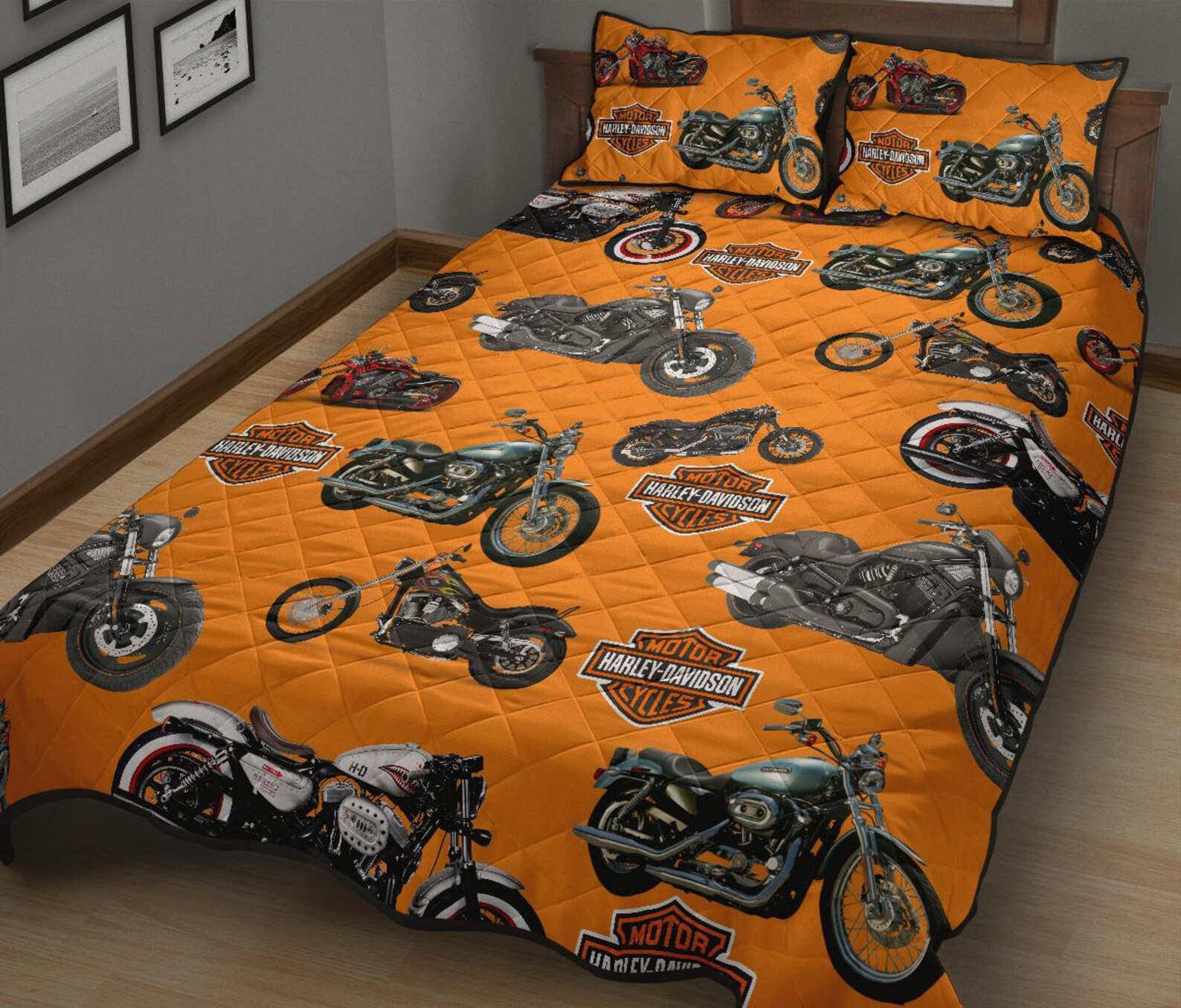 Custom Name Harley Davidson Quilt Bed Set And Bedding Set 3 Etsy