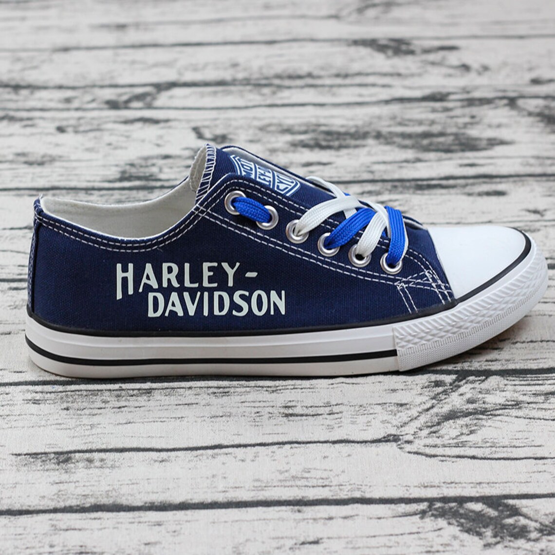 Harley Davidson Luminous Blue Low Top Shoes Motorcycle Etsy