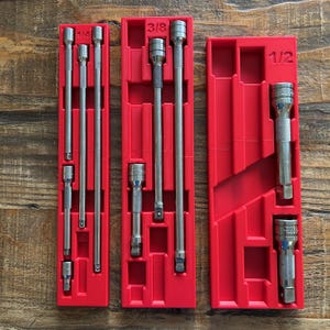 Snap On Extension Tool Tray 1/4 3/8 1/2 Custom Colors Organizer, Made in USA Red Black Blue Orange