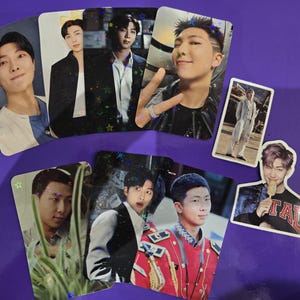 7 BTS RM Namjoon Fotokarten Fanmade Sparkle Edition plus 2 Sticker