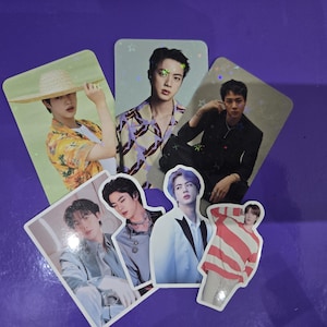 3 BTS Seokjin jin Fotokarten und 4 Stickern von einem Fan gemacht