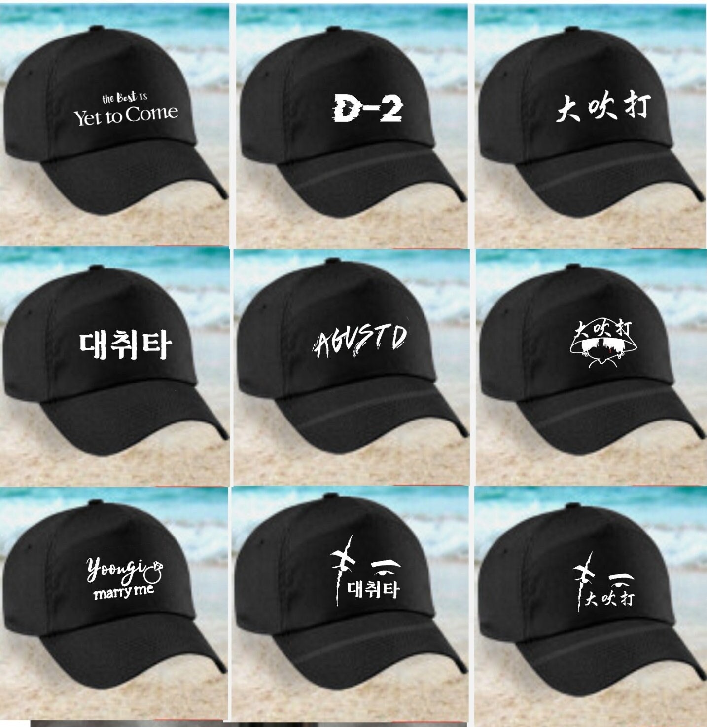 BTS ARMY 2023 TOUR caps - Suga, Min Yoongi, Agustd, Daechwita, D-2