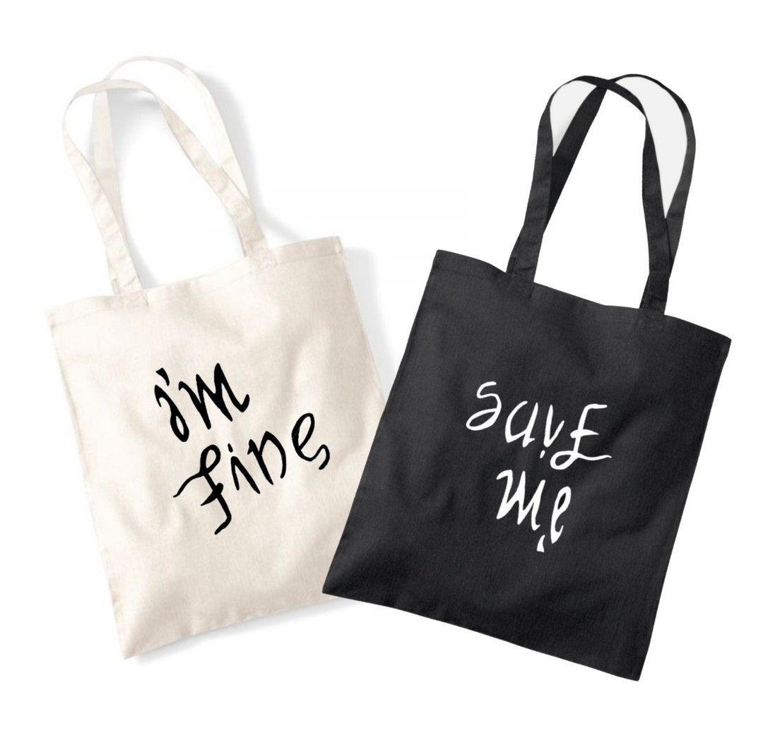 Estoy bien, sálvame bolso de mano bolso BTS natural o negro hecho