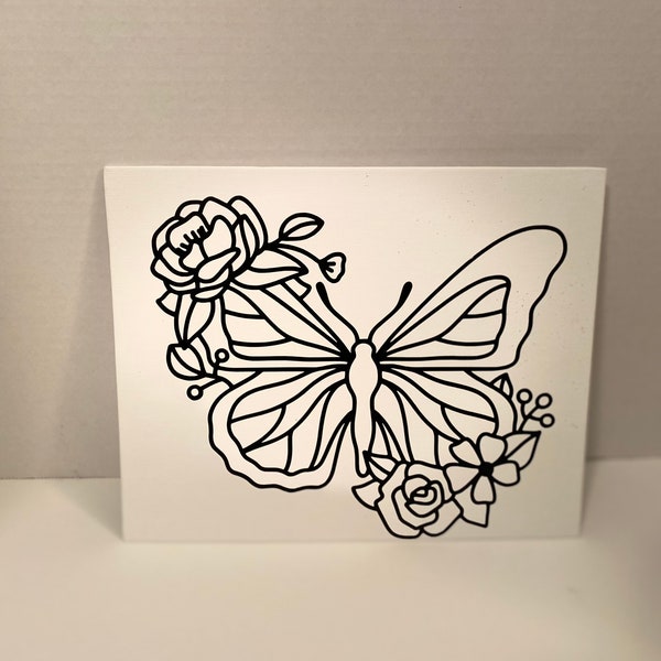 Floral Butterfly Pre-Drawn Canvas