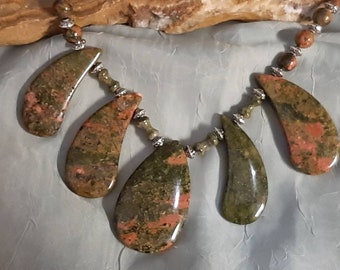 Unakite statement necklace