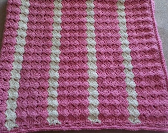 Crochet Rose and Off-White Lapghan, Throw Blanket, Wheelchair Lap  Blanket