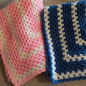 Crochet Baby Blanket, Pink, Blue, Handmade, Granny Square Blanket. Crochet Baby Afghan, Baby Boy Girl Blanket