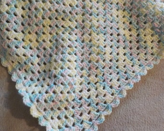 Crochet Baby Blanket, Crochet Multicolor Baby Blanket, Rainbow Baby Blanket , Granny Square Baby Blanket