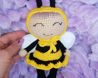 Kleine Biene, Bienenpuppe, Spielzeug für 1-jähriges Baby, Biene weich, Amigurumi-Baby-Spielzeug, Bienenkönigin