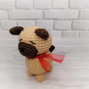 Tiny pug toy Cute gift pet owner Little pug  Crochet pug dog  Cute Chubby Pug