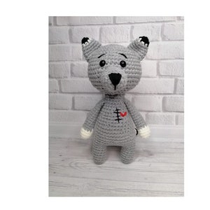 Soft toy Wolf with a scar  Heart surgery gifts for child  Heart warrior gift Toy wolf Boy scarred buddy