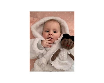 Dark skinned  baby doll  in gift for girl /Crochet ballerina doll /Ballerina soft toy/ Crochet doll baby /Doll for new year