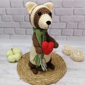 Gehäkelte Frettchen Puppe,Valentinstag Geschenk für Kinder,Wiesel Spielzeug für Baby,ausgestopfte Frettchen
