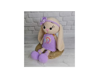 Amigurumi doll bunny Easter bunny for baby Rabbit in dress crochet Baby girl gift personalized