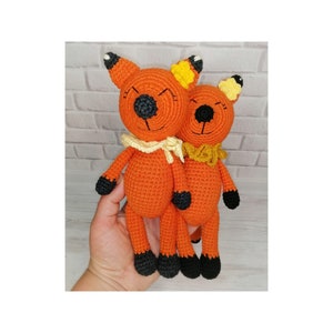 Cute fox/Fox twin/Knitted toys for children/Gift for girls/Souvenirs from Ukraine/First birthday girl/1 year old girl gift