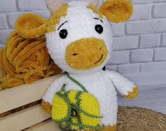 Crochet plush cow,Amigurumi cow,A soft souvenir for the dance party,Cow gifts for kids,Toy for niece