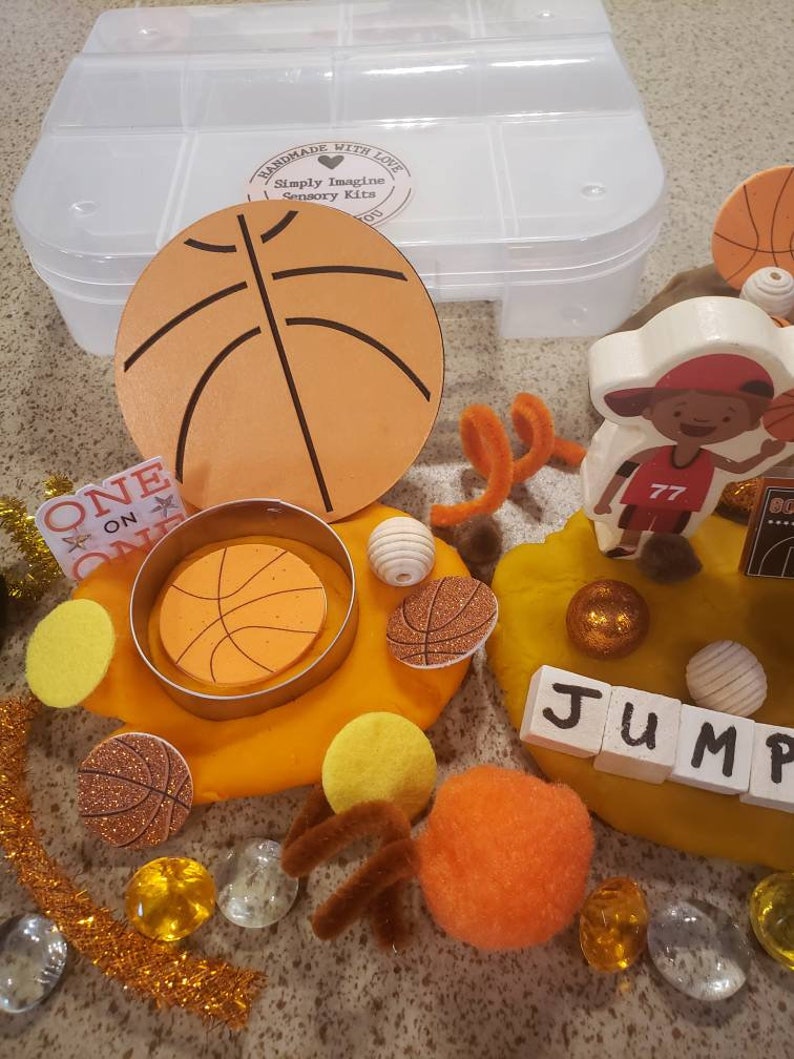 Basketball Playdough Sensory Kit Jump Hoops Goal 3 Etsy