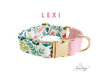 Dog Collar Summer fabric two-toned Collar Brass buckle Puppy dog collar, Dog lover gift , Pet accessories, Cotton fabric dog collar