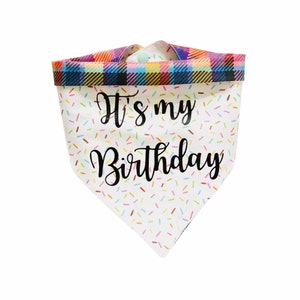 It&#39;s My Birthday Snap-on Reversible Dog Bandana, Pet Birthday gift idea, Personalized dog bandana, Puppy accessories