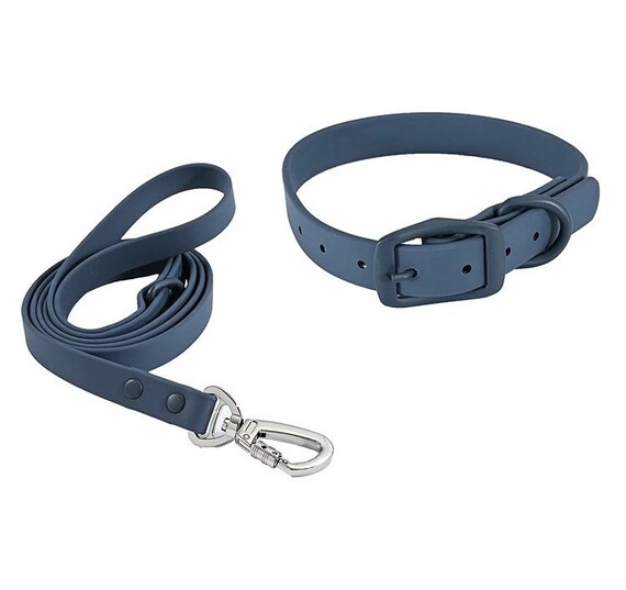 NAVY Waterproof Biothane Dog Collar and Leash Set Puppy Walking Set Dirt proof Dog Collar and Leash Dog Mom Gift Christmas Etsy