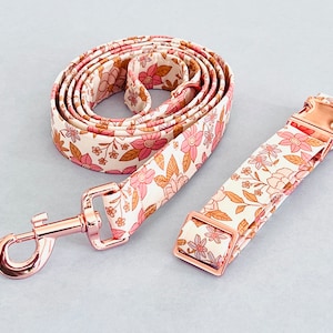 LITTLE PENELOPE Dog Collar and Matching Leash Set Designer fabric adjustable Dog Gifts dog walking accessories puppy gift from dog mom