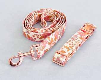 LITTLE PENELOPE Dog Collar and Matching Leash Set Designer fabric adjustable Dog Gifts dog walking accessories puppy gift from dog mom
