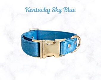 Handmade Luxe eco-friendly cork leather dog collar|| artistic cat collar || Vegan durable gift for large and medium puppy|| SHIMMERING BLUE