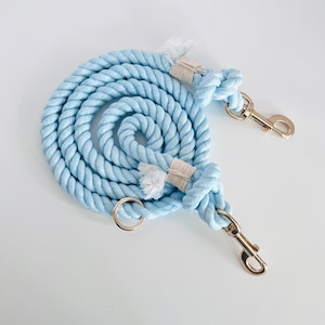 Handmade HANDS-FREE cotton rope leash Eco-friendly dog accessories Puppy walking gear durable and sturdy multipurpose - Kentucky Sky