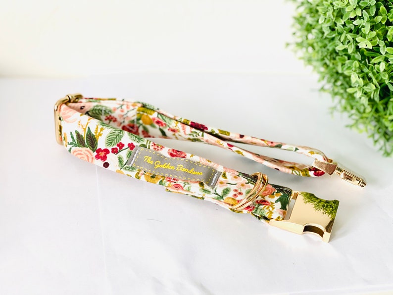 Puppy small adjustable collar Dog Collar Garden Party Peach floral custom pet collar with metal easy release buckle Girl Dog Collar
