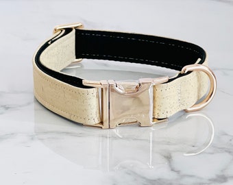 Durable handmade mixed media cork leather dog collar Puppy gift dog mom essential- Butter