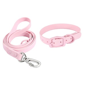 PINK waterproof Biothane Dog Collar and Leash Set puppy walking set Dirt-proof Dog Collar and Leash dog mom gift Christmas