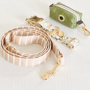 Dog Collar and Leash Set with Poop bag holder|| Dreaming Daisies summer gift puppy walking set