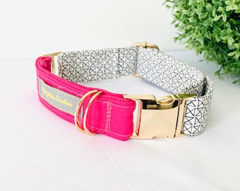 Modern Print two-tone Dog Collar| Spring fashion pet collar with quick release metal buckle | Puppy dog collar| custom Pet accessories gifts