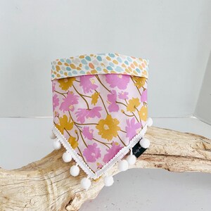 Fancy floral Reversible Pom-Pom Snap-on Dog Bandana, summer gift idea, Personalized dog bandana, Puppy accessories neckwear