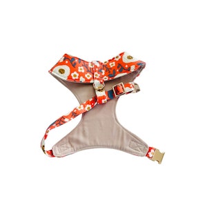 Dog Harness 100% Cotton Handsewn Fall/winter Harness For Puppy Dog gifts Bella Donna coral image 3