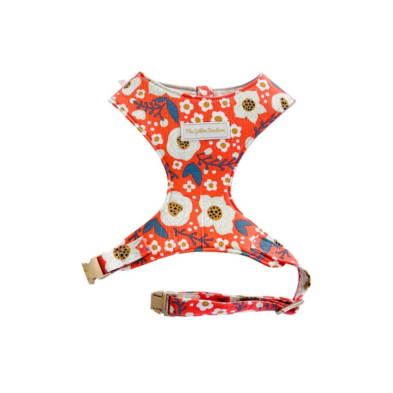 Dog Harness 100% Cotton Handsewn Fall/winter Harness For Puppy Dog gifts Bella Donna coral image 1