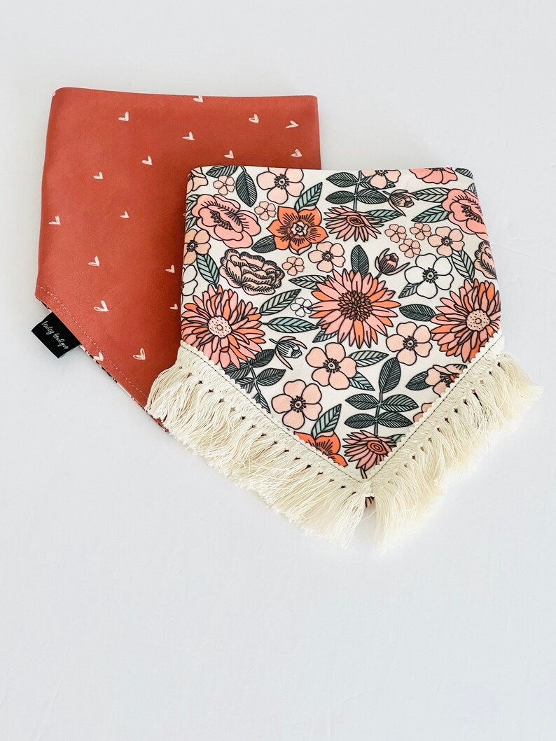 RETRO FLORAL Dog Collar, Leash, bandana Set with matching poop bag holder puppy training dog mom Gifts summer trend Small/medium dog image 5