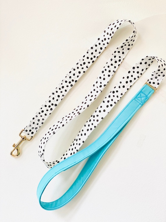 Spotty and Teal matching Dog Leash, Traffic Leash, Lead, 3ft, 4ft, 5ft, 6ft, Puppy leashes Canada, two-tone modern soft durable leash