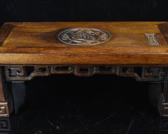 Chinese antique pure hand-carved rosewood tea table for wealth and wealth, collection value