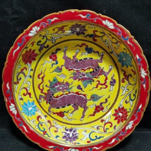 Chinese antique hand painted large pastel peacock pattern folded lace plate ornament Chinese antique hand painted large pastel peacock pattern folded lace plate ornament