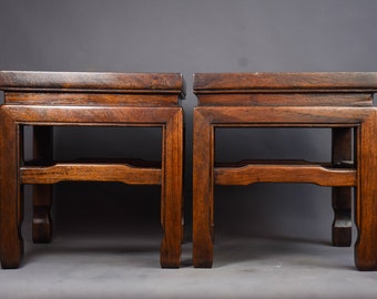 Chinese antique hand-carved rosewood square stool, worthy of collection