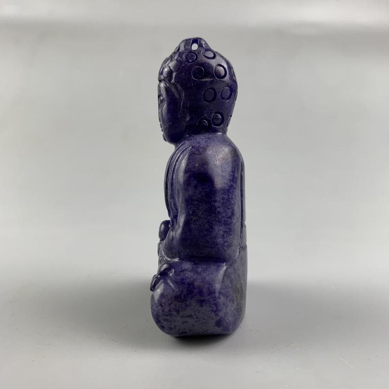 Chinese natural jade pendant is a hand carved Buddha statue
