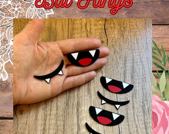 5 set di zanne di feltro per Halloween per peluche all'uncinetto / denti da vampiro / zanne da mostro / applicazioni in feltro di alta qualità / accessori per amigurumi