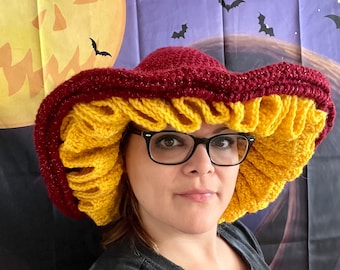 Klaar om te verzenden gehaakte heksenhoed, gehaakte heksenkostuumhoed, cosplaykostuum, handgemaakte heksenhoed, themaheksenhoed, Halloween-kostuumhoed