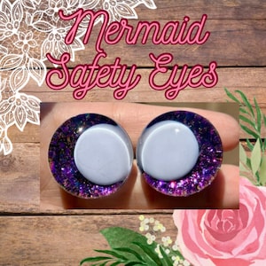 Handpainted Offset Kawaii Safety Eyes, Galaxy Mermaid, safety eyes for amigurumi, handpainted safety eyes, glitter safety eyes, 1 set