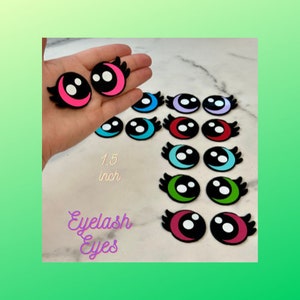 Felt Eyes Kawaii Eyelash for Amigurumi, felt eyes with lashes, felt eyes for stuffed animals, felt eyes for crafting, plushie eyes, 3 sets