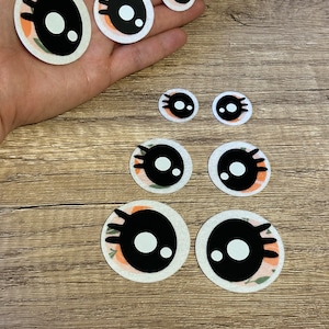 Felt Eyes Kawaii Doll for Amigurumi, felt eyes with lashes, felt eyes for stuffed animals, felt eyes for crafting, plushie eyes, 2 sets
