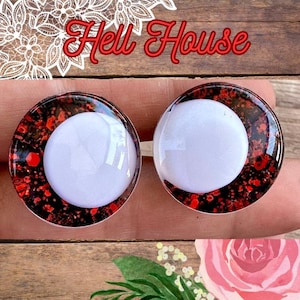 Hand Painted Glitter Safety Eyes, Kawaii Offset Pupils, Hell House (1 set)
