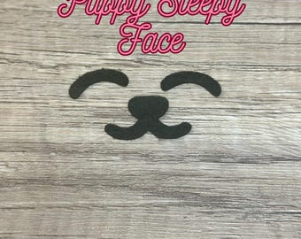 5 set di volti in feltro a forma di cucciolo addormentato per peluche all'uncinetto / Pezzi in feltro di alta qualità per il viso / Diverse misure e colori / Accessori per amigurumi